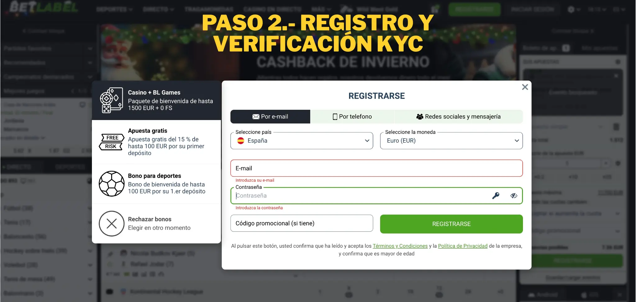 Paso 2.- Registro y verificación KYC