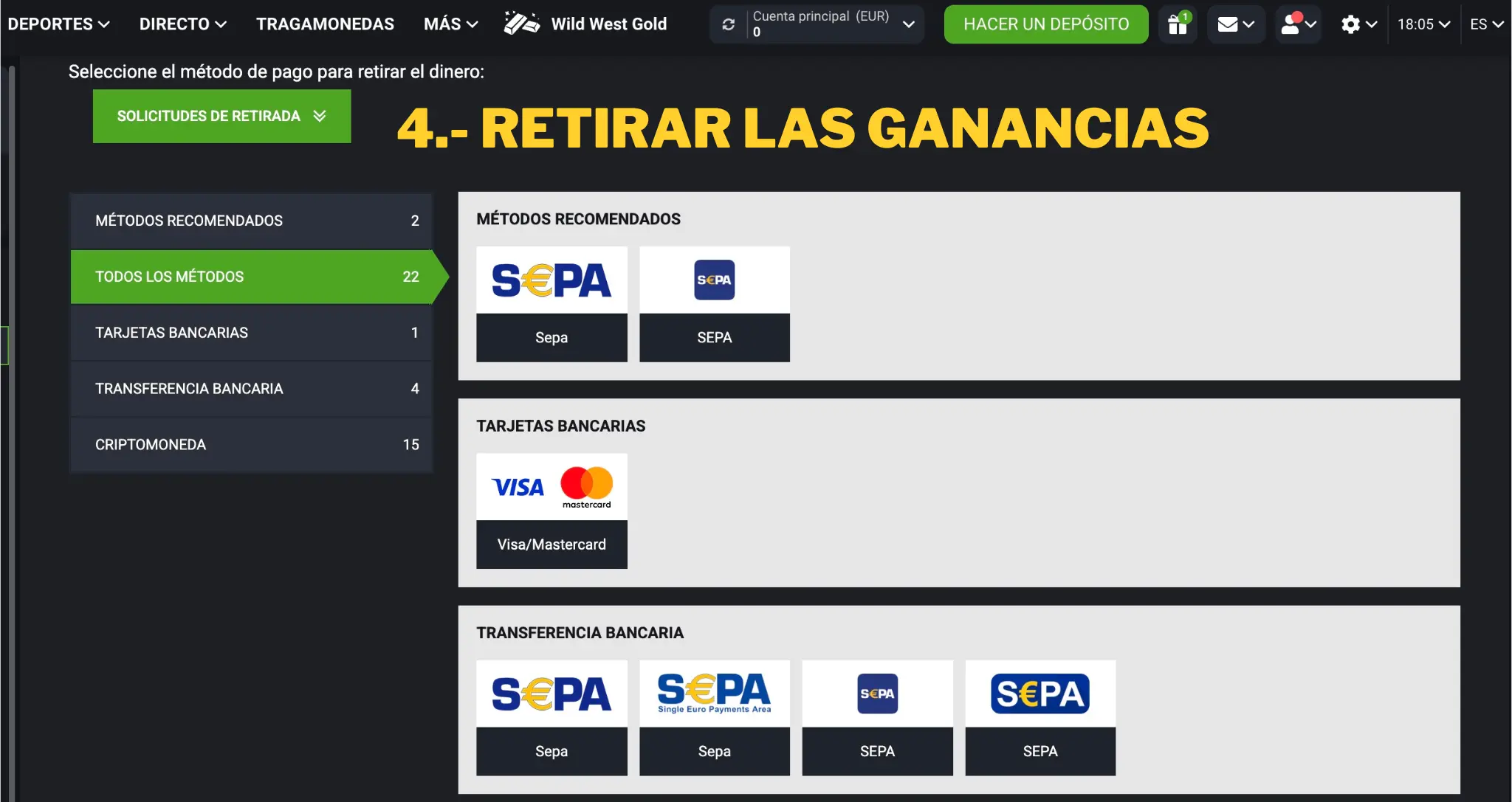 Paso 4: Retirar las ganancias