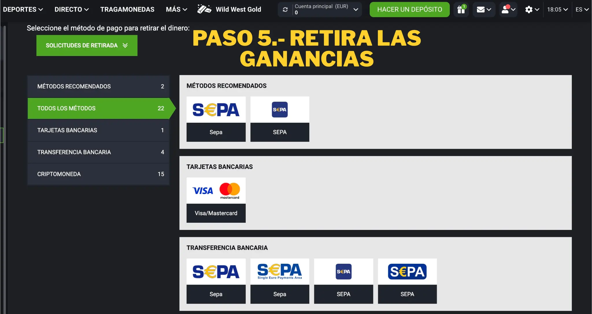 Paso 5.- Retira las ganancias