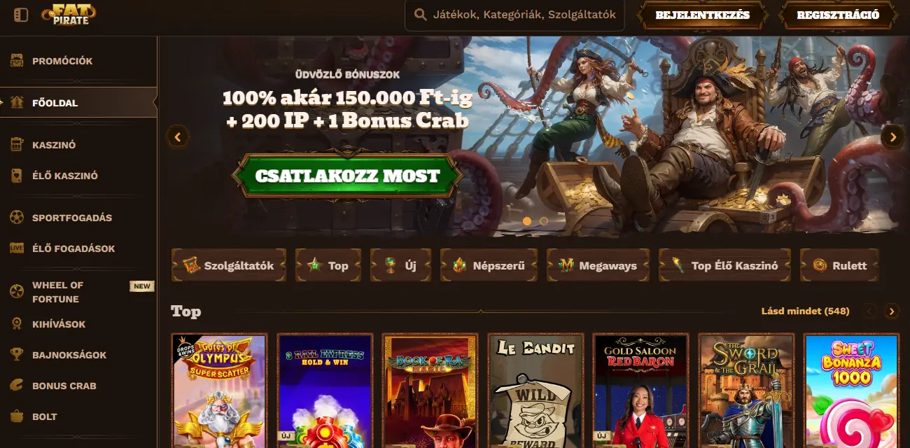 Legális magyar online kaszinó - FatPirate
