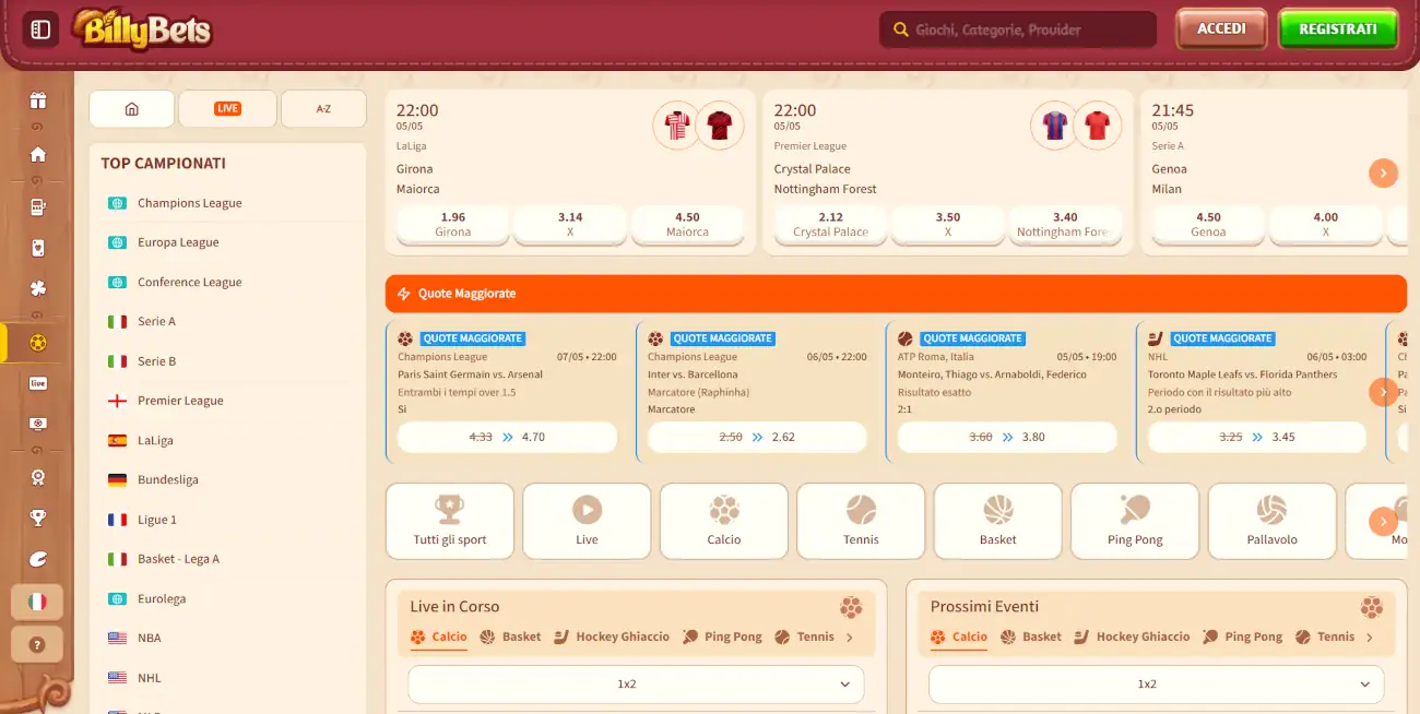 Siti Scommesse Non AAMS Bonus Senza Deposito - Billy Bets
