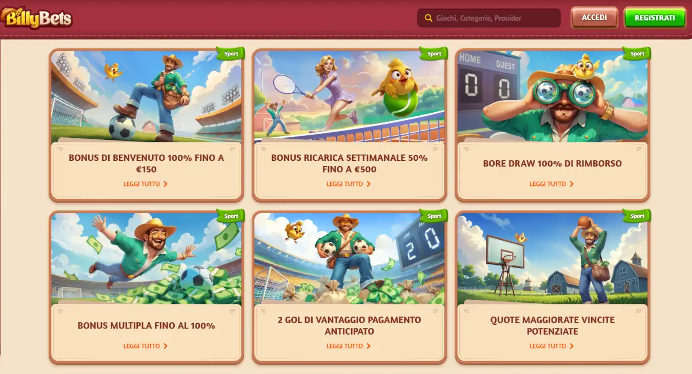siti scommesse esteri - BIlly Bets