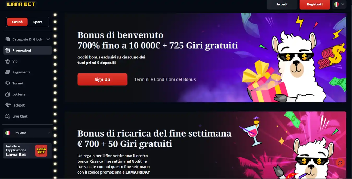 migliori casino online stranieri - LamaBet