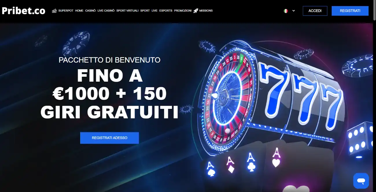 Pribet bonus senza deposito immediato senza documenti non AAMS