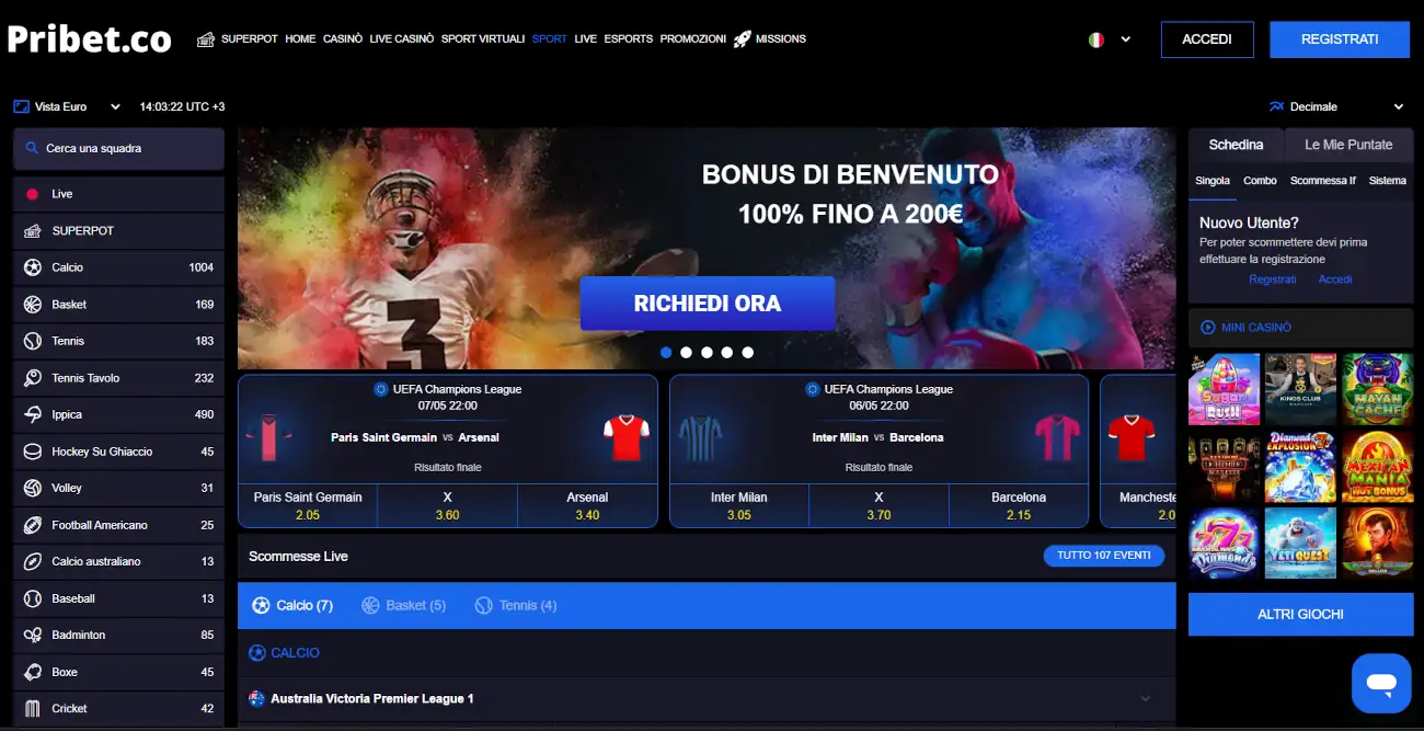 Siti Scommesse Non AAMS Bonus Senza Deposito - Pribet