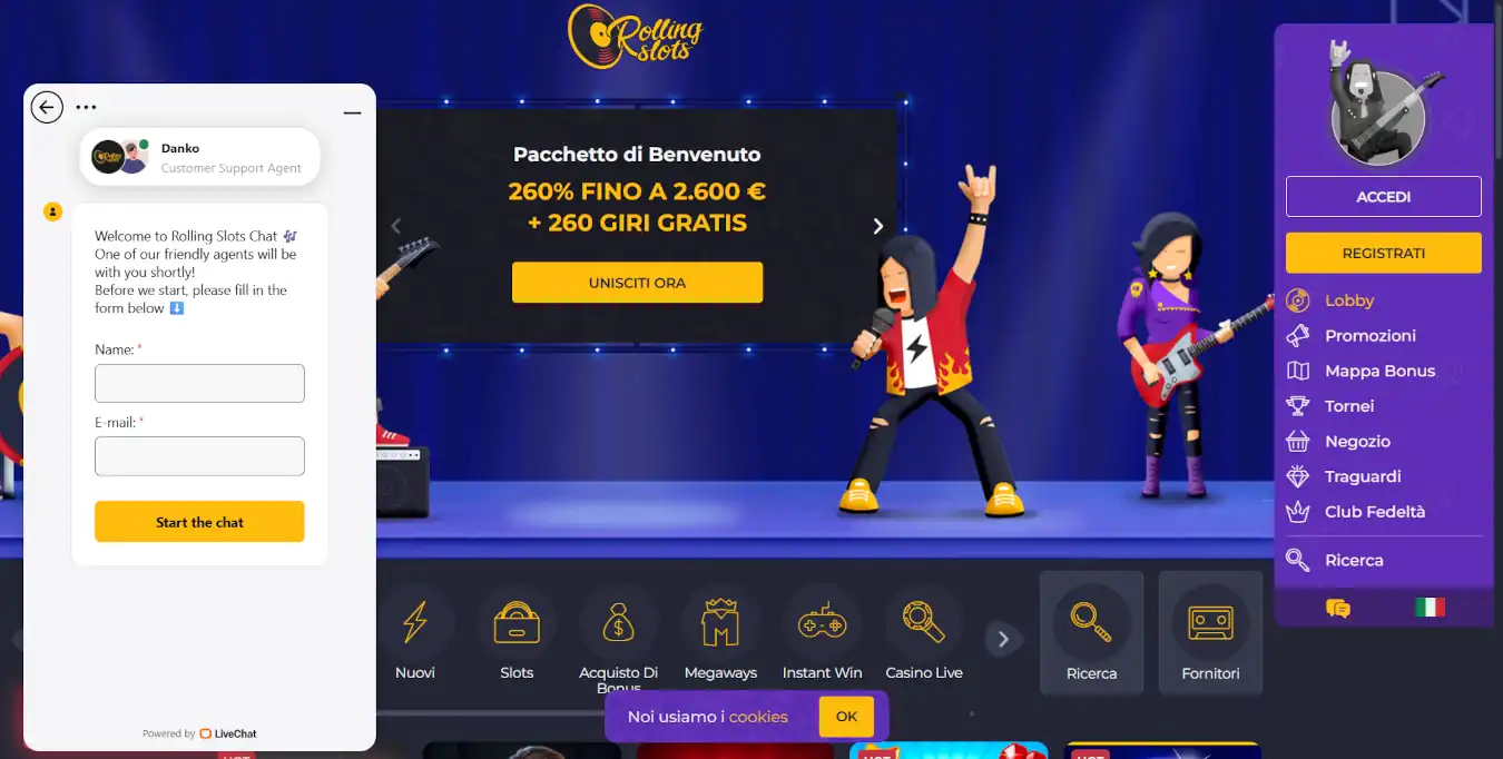 RollingSlots Casinò non AAMS paysafecard