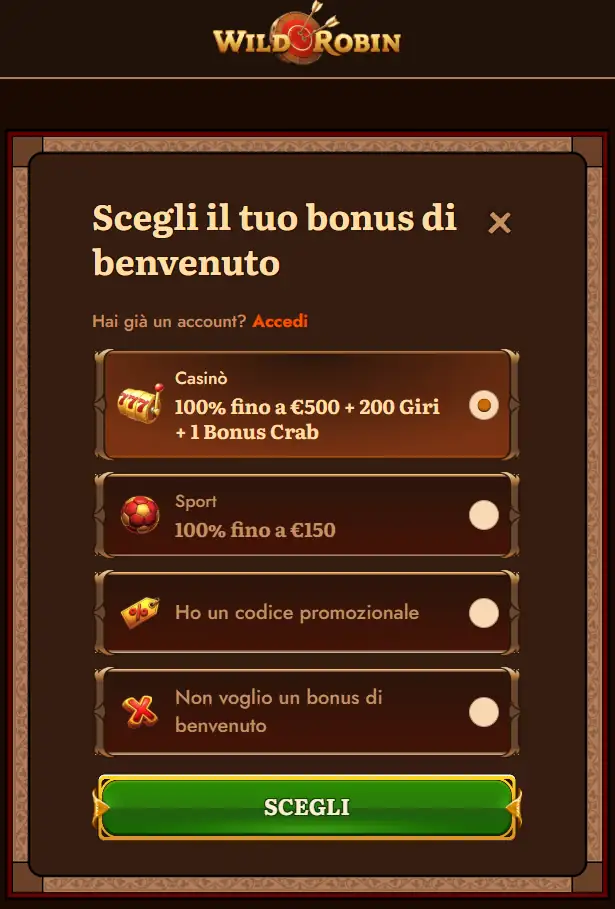 Wild Robin Casinò non AAMS Che Pagano Subito