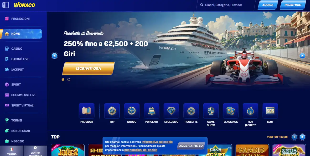 Wonaco casino online senza documenti e verifica