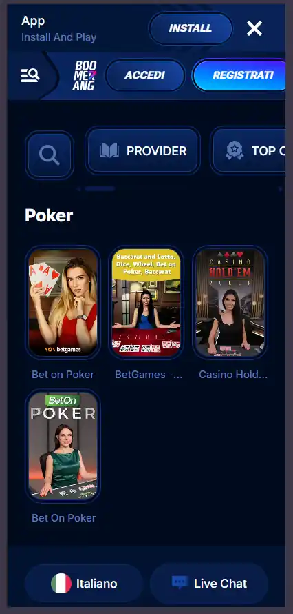 Boomerang poker online no AAMS