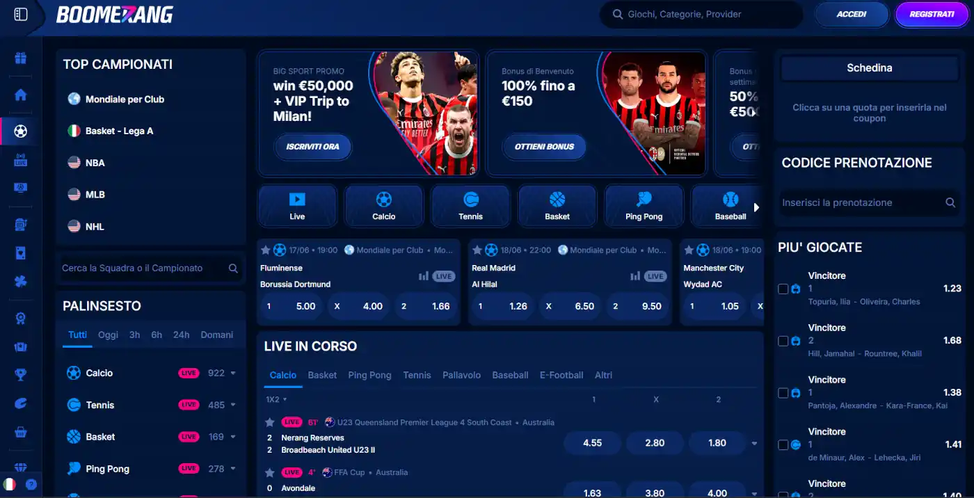 siti scommesse inglesi non AAMS - Boomerang