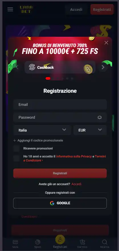 LamaBet casino online non AAMS PayPal