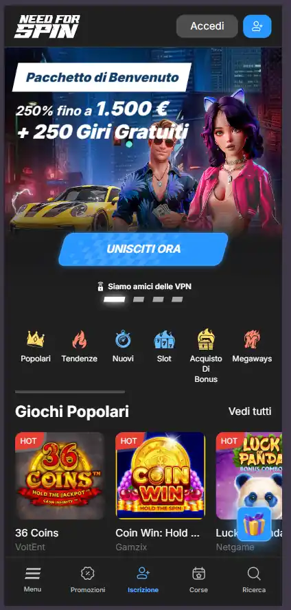 Need For Spin casinò non AAMS PayPal