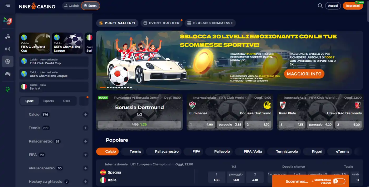 migliori siti scommesse inglesi - Nine