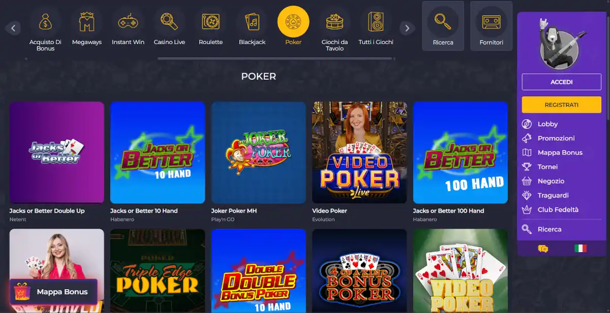 Rolling Slots poker room non AAMS