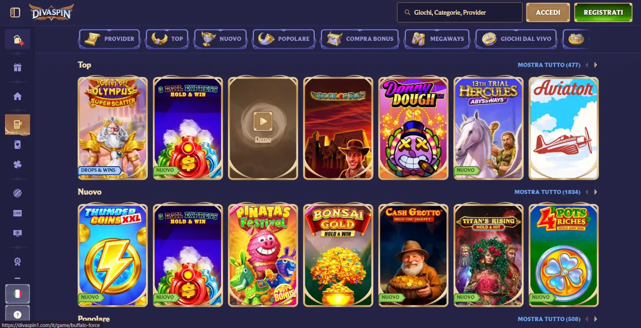DivaSpin non AAMS casino