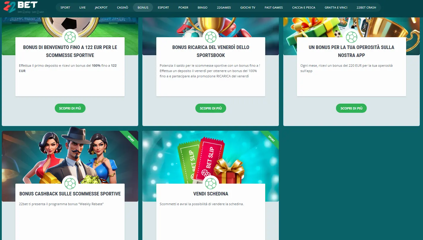 22Bet-Siti scommesse deposito minimo 1 euro