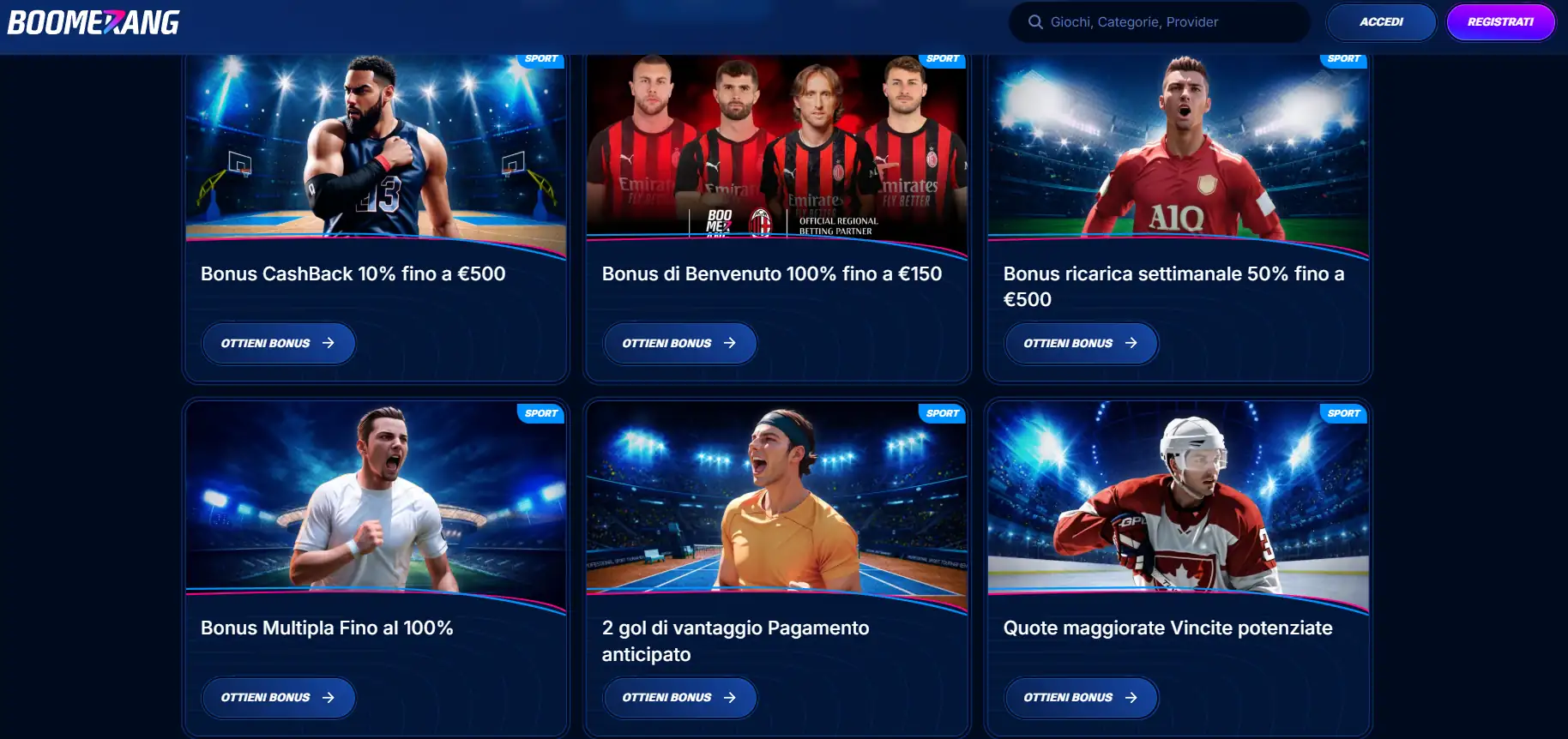 Boomerang-Siti scommesse deposito minimo 1 euro