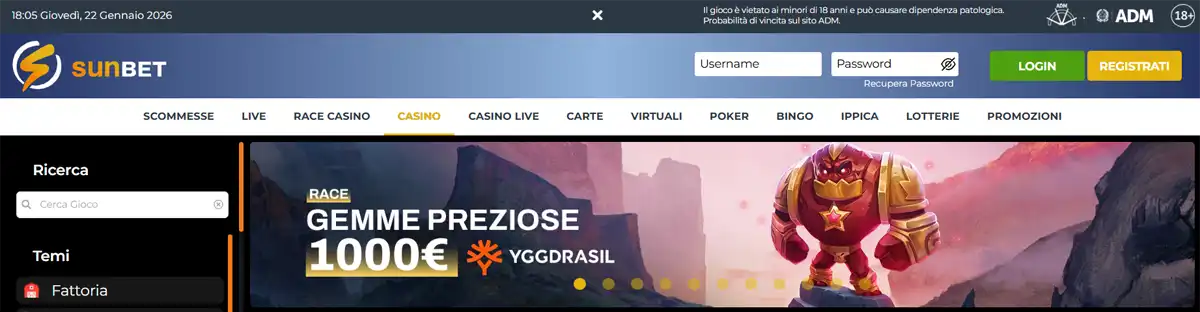 nuovi casino italiani - SunBet