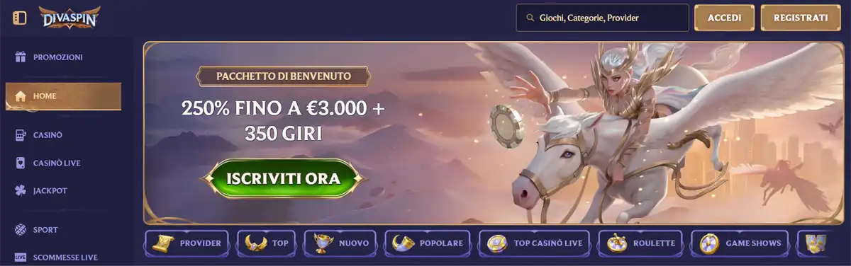 DivaSpin casino non aams