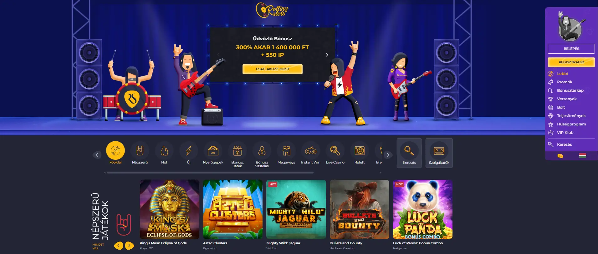Bitcoin kaszinó online - Rolling Slots