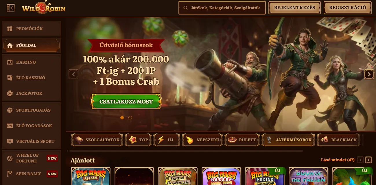 WildRobin online bitcoin kaszinó