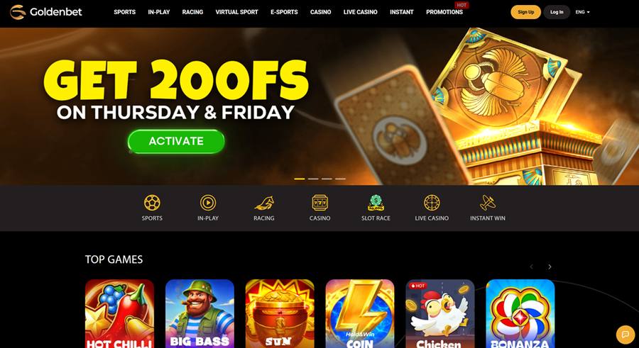 Goldenbet homepage screenshot