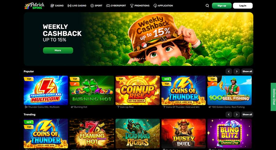 Patrick Spins homepage screenshot