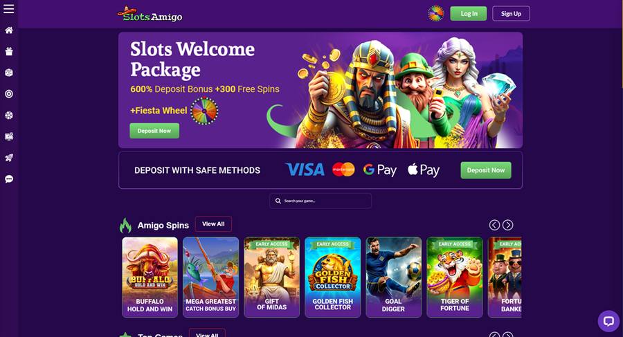 Slots Amigo homepage screenshot